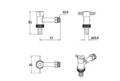 Caprea Buitenkraan Wandopbouw Strong 1/2" -Intex Zwembaden Winkel buitenkraan wandopbouw strong tekening vb