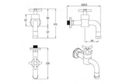 Caprea Buitenkraan Wandopbouw Style 1/2" -Intex Zwembaden Winkel buitenkraan wandopbouw style tekening vb
