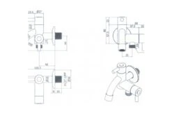 Caprea Buitenkraan Wandopbouw Twin 1/2" -Intex Zwembaden Winkel buitenkraan wandopbouw twin tekening