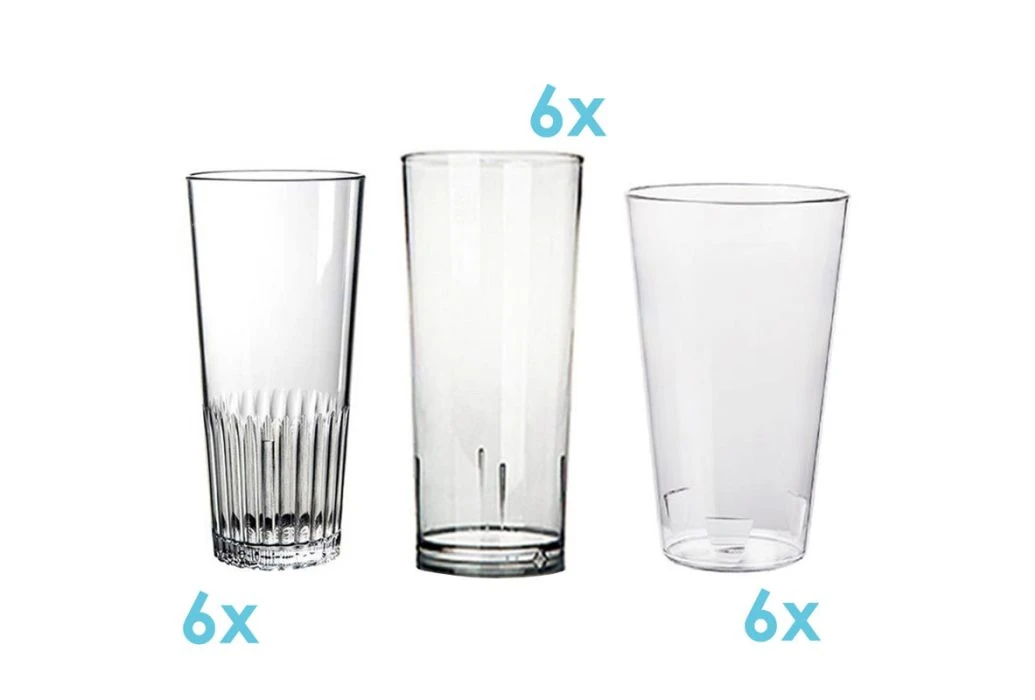 Kunststof Festivalglazen Pakket Nick | 18 Stuks 3 Kunststof Festivalglazen Pakket Nick | 18 Stuks