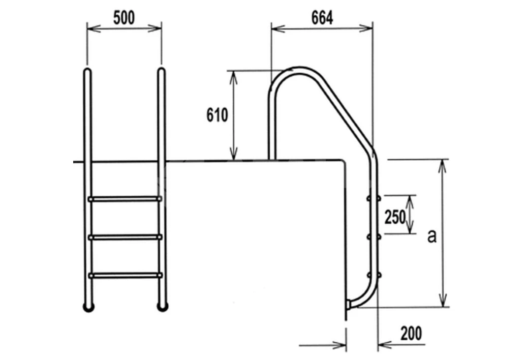 Zwembadtrap RVS Standaard, 4 Treden | AISI 304 4 Zwembadtrap RVS Standaard, 4 Treden | AISI 304 - Afbeelding 2