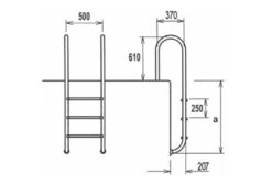 Zwembadtrap RVS Curvo, 2 Treden | AISI 316 -Intex Zwembaden Winkel zwembadtrap met 3 treden deluxe afmetingen 1 1 1